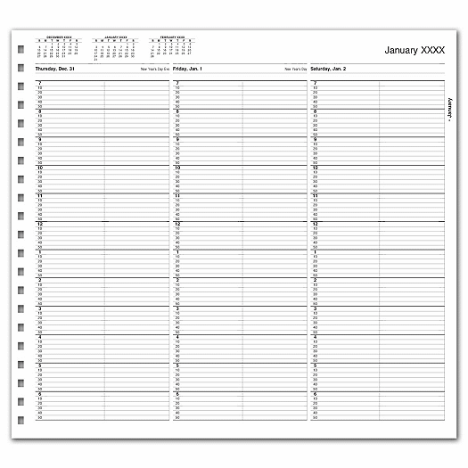 TimeScan 2 Col Looseleaf Book - 10 Min, 7am-7pm