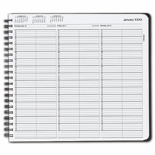 TimeScan 2 Col Wirebound Book - 15 Min, 7am-9pm w/extra hr