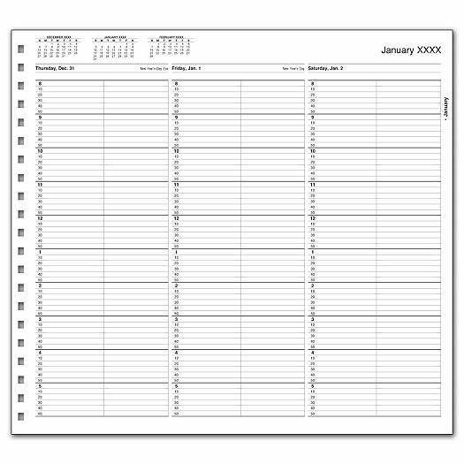 TimeScan 2 Col Looseleaf Book - 15 Min, 8am-7pm w/extra hr