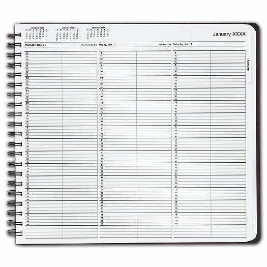 TimeScan 2 Col Wirebound Book - 15 Min, 8am-10pm w/extra hr