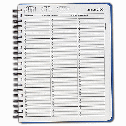 TimeScan 1 Col Wirebound Book - 10 Min, 7am-5pm