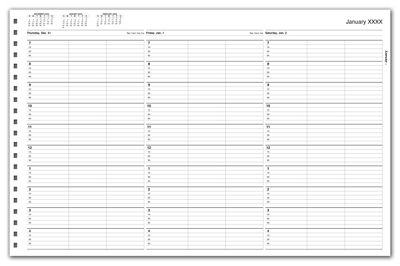 TimeScan 3 Col Looseleaf Book - 15 Min, 7am-5pm