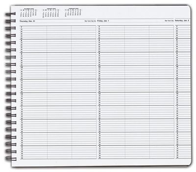 TimeScan 3 Col Wirebound Book - 10 Min, 7am-5pm