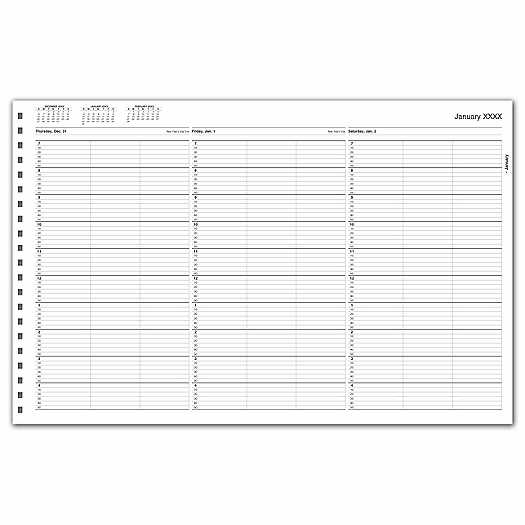 TimeScan 3 Col Looseleaf Book - 10 Min, 7am-5pm