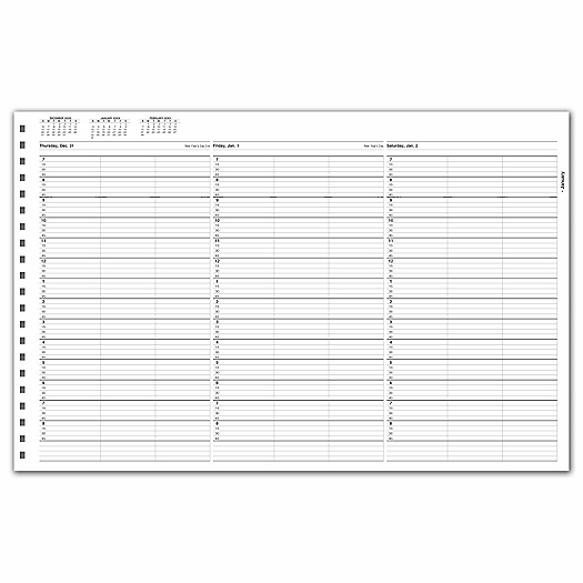 TimeScan 3 Col Looseleaf Book - 15 Min, 7am-9pm w/extra hr