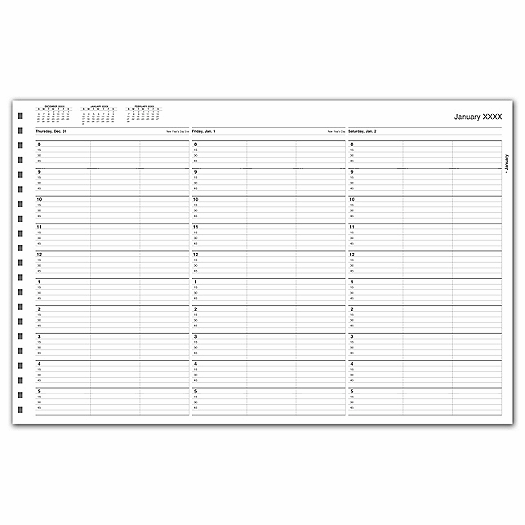 TimeScan 3 Col Looseleaf Book - 15 Min, 8am-6pm