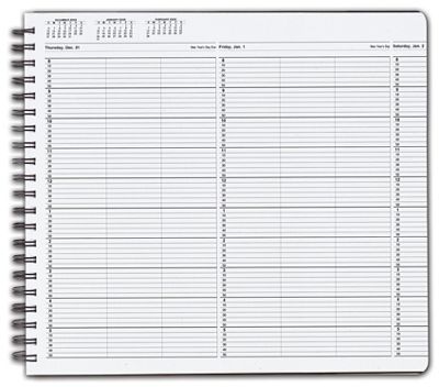 TimeScan 3 Col Wirebound Book - 10 Min, 8am-6pm