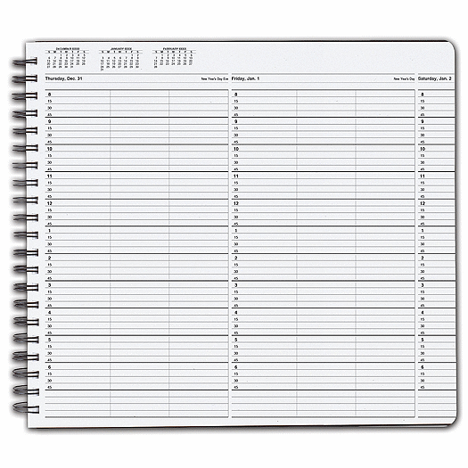 TimeScan 3 Col Wirebound Book - 15 Min, 8am-7pm w/extra hr - Office and Business Supplies Online - Ipayo.com