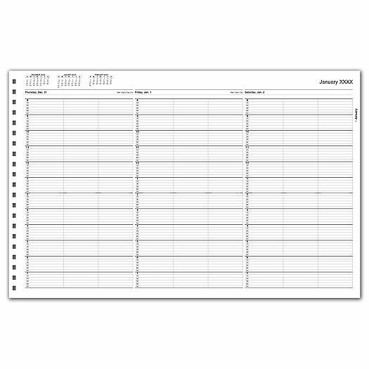 TimeScan 3 Col Looseleaf Book - 10 Min, 8am-8pm