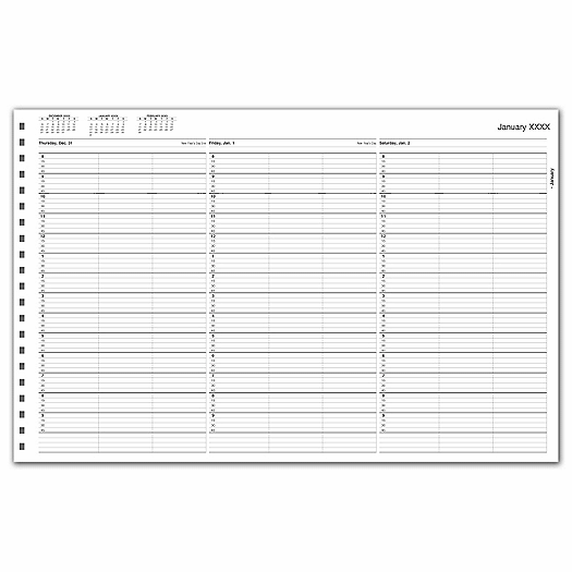 TimeScan 3 Col Looseleaf Book - 15 Min, 8am-10pm w/extra hr