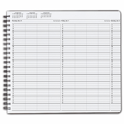 TimeScan 4 Col Wirebound Book - 15 Min, 7am-6pm w/extra hr