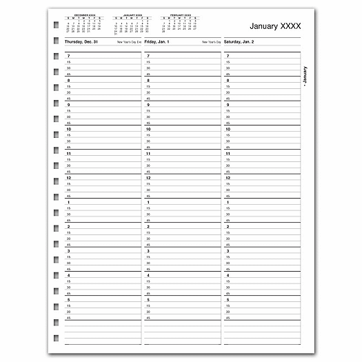 TimeScan 1 Col Looseleaf Book - 15 Min, 7am-6pm w/extra hr