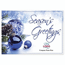 All the snow-filled beauty of the season is shown on the Glittering Greetings card. Make it pop with your choice of ink colors for your company name or personalized message. Imagine it, then create it quickly and easily with our simple-to-use online tool.