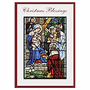 A reverent reproduction of a stained glass Nativity image expresses the season perfectly in the Let Us Adore Him card. Add your own touch with your choice of ink colors for your company name or personalized message.
