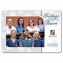 Festive snowflakes set a fun tone for seasonal greetings in the Light Snow photo card. Make it pop with your choice of ink colors for your company name or personalized message.