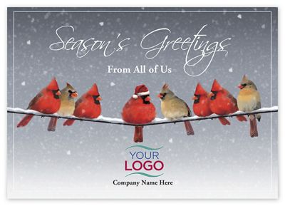 7 7/8 x 5 5/8 Snow Birds Christmas Logo Cards