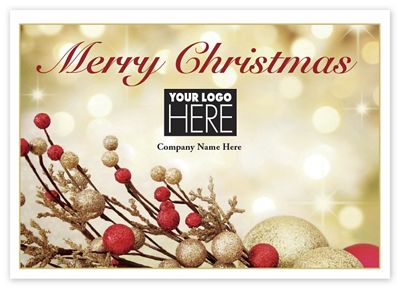 7 7/8 x 5 5/8 Berry Bold Christmas Logo Cards