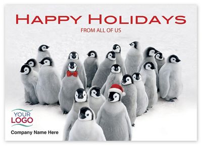 7 7/8 x 5 5/8 Penguin Parade Holiday Logo Cards