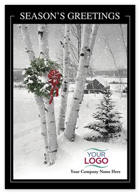 5 5/8 x 7 7/8 Snowscape Holiday Logo Cards