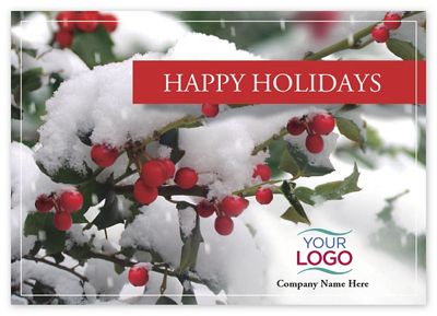 7 7/8 x 5 5/8 Holly Happiness Holiday Logo Cards