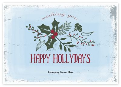 Holly Wishes Holiday Logo Cards
