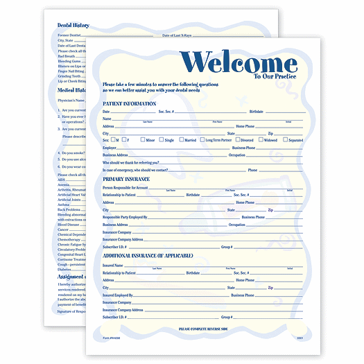 Two-Sided Registration & History Form, Smile Helpers Design - Office and Business Supplies Online - Ipayo.com