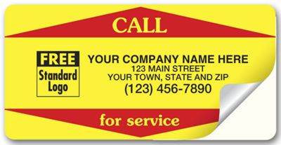 Call For Service Weather-Resistant Labels, Yellow