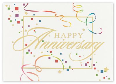 Streamers & Confetti Anniversary Cards