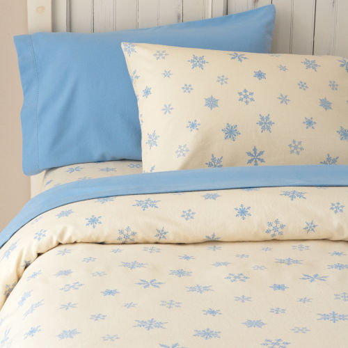 Organic Cotton Snowflake Flannel Flat Sheet