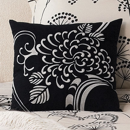 Embroidered Flower Pillow Cover