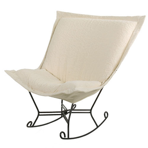 Scroll Puff Rocker - Natural Cotton Jacquard