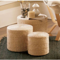 Rush Ottomans Natural Finish (Set Of 3)