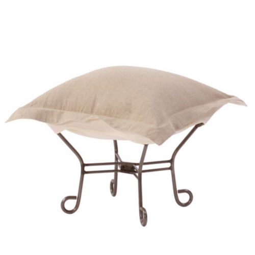 Scroll Puff Ottoman - Antique Linen