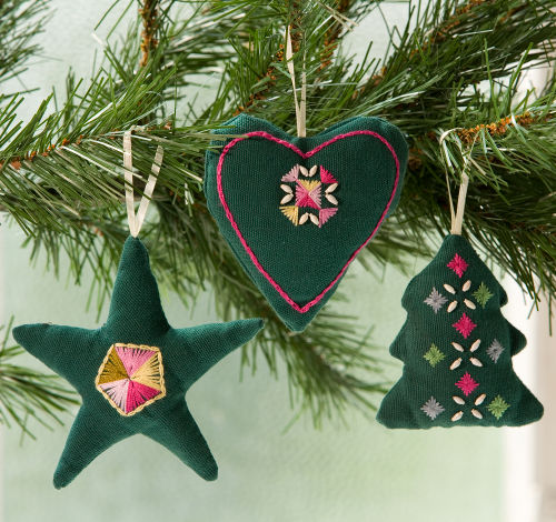 Heart, Star and Tree Ornaments (Set of 3)