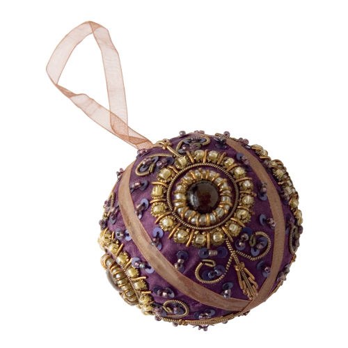 Purple Beaded Ball Ornament