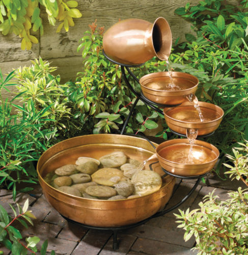 Solar Copper Cascade Fountain
