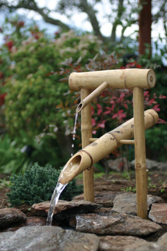 Bamboo Deer Chaser Fountain with Solar Pump Kit