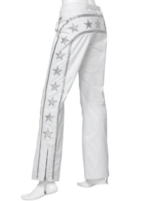 starred warm-up ski pant white