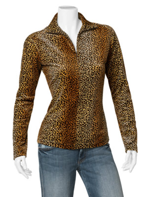 leopard ½ zip t-neck