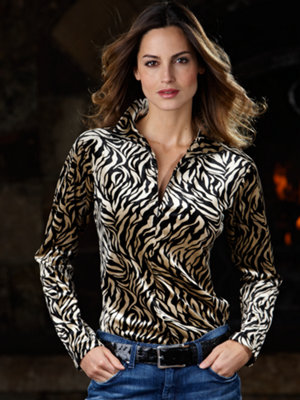 zebra ½ zip t-neck