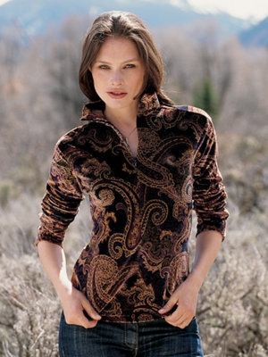 classic 1/2 zip paisley
