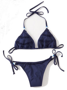 tara ruffle bikini top navy