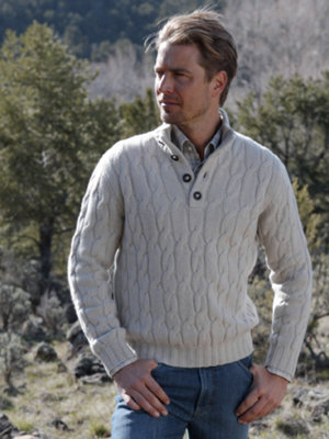 henley cable sweater piombo