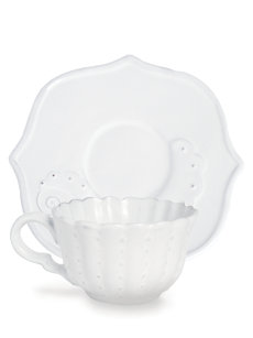 bella bianca beaded flora cup & saucer