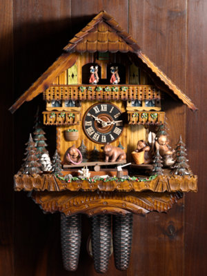 bears on seesaw cuckoo clock