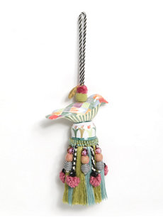 ceramic harlequin bird tassel