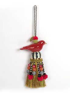 ceramic red/gold bird tassel