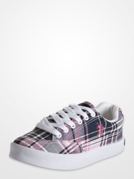 U.S. Polo Assn. Pink and Navy Plaid Canvas Sneakers
