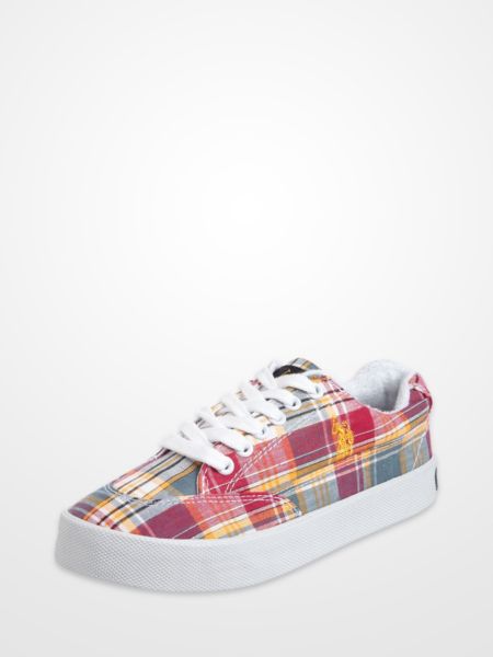 U.S. Polo Assn. Red and Coral Plaid Canvas Sneakers