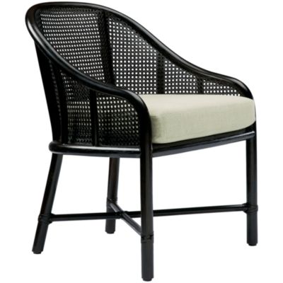 Shown in: Black Bamboo finish and Ivory Linen fabric
